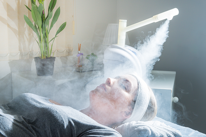 woman getting ozone facial treatment
